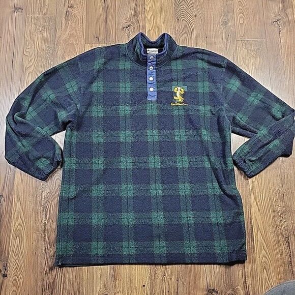 Vintage Walt Disney World Tigger Fleece Adult XL Blue Green Plaid Button Snap - Picture 1 of 8